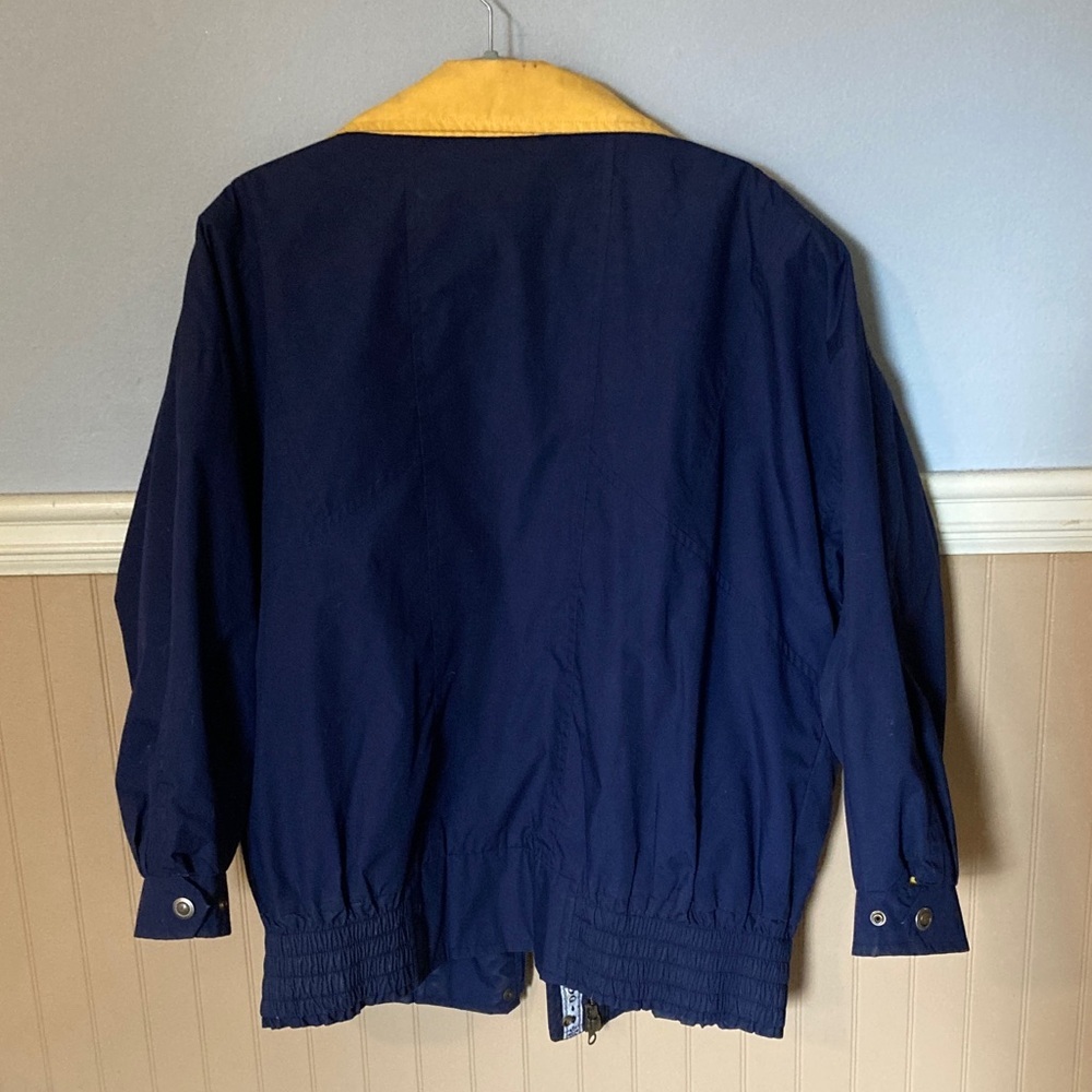London Fog Windbreaker Jacket Vintage Unisex Navy Yellow Sz Medium - Picture 4 of 7